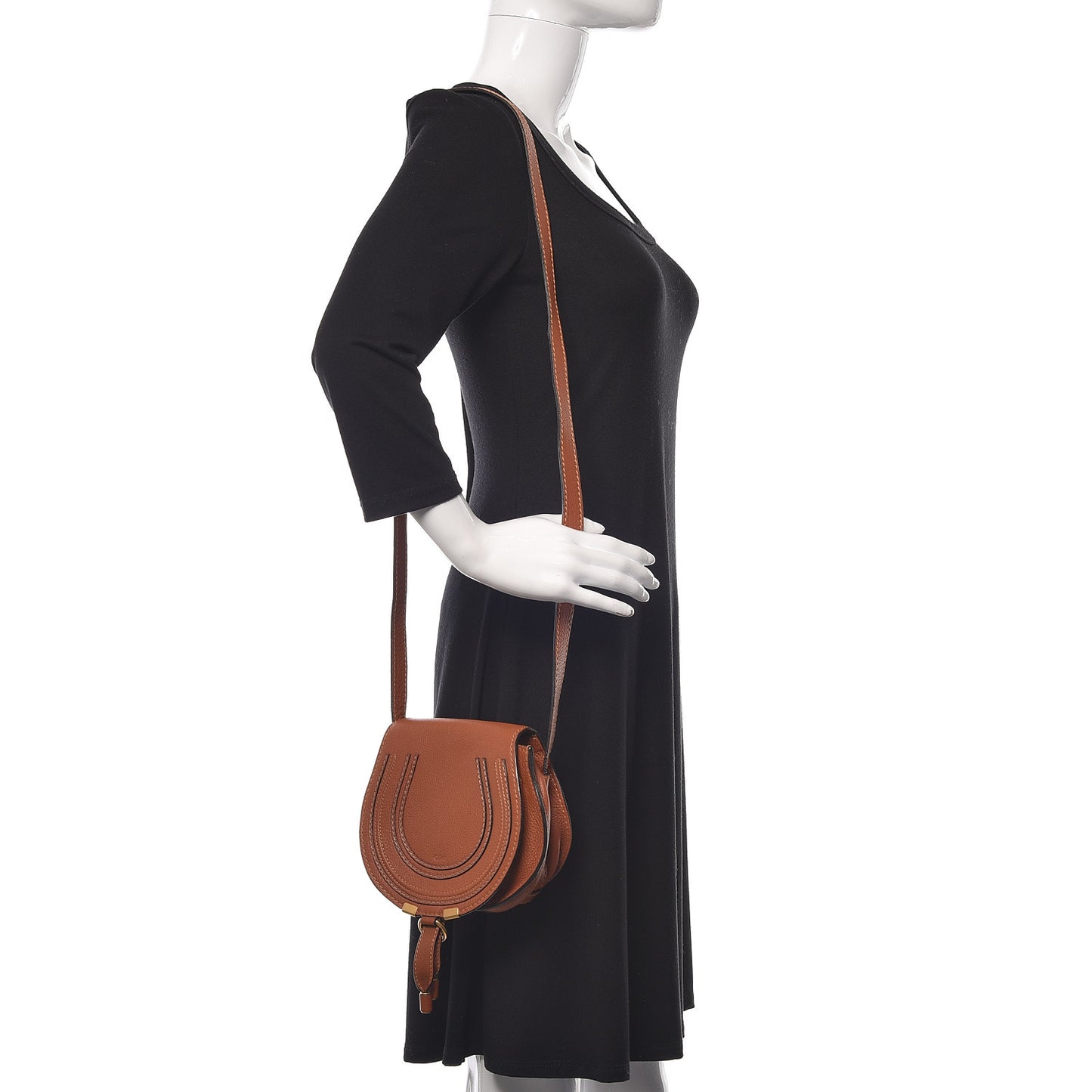 Calfskin Mini Marcie Round Crossbody Bag Tan