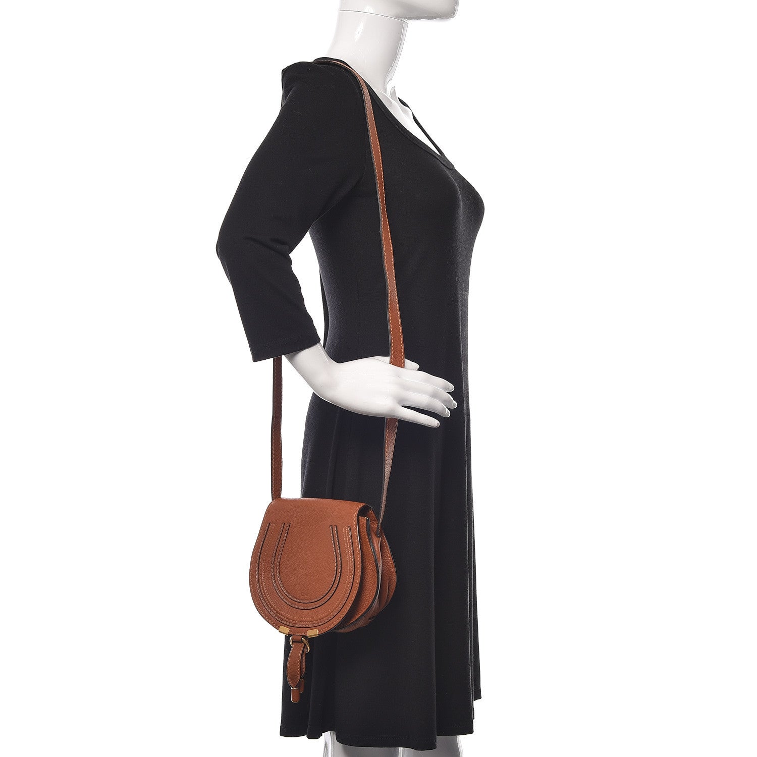 Chloe Calfskin Mini Marcie Round Crossbody Bag Tan 2 of 10