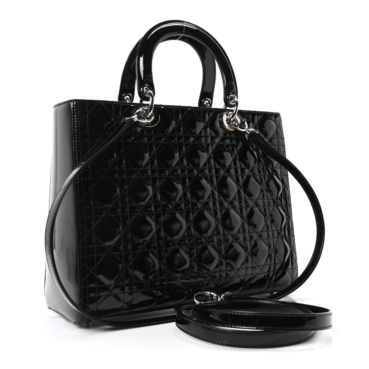 Patent Cannage Large Lady Dior Black