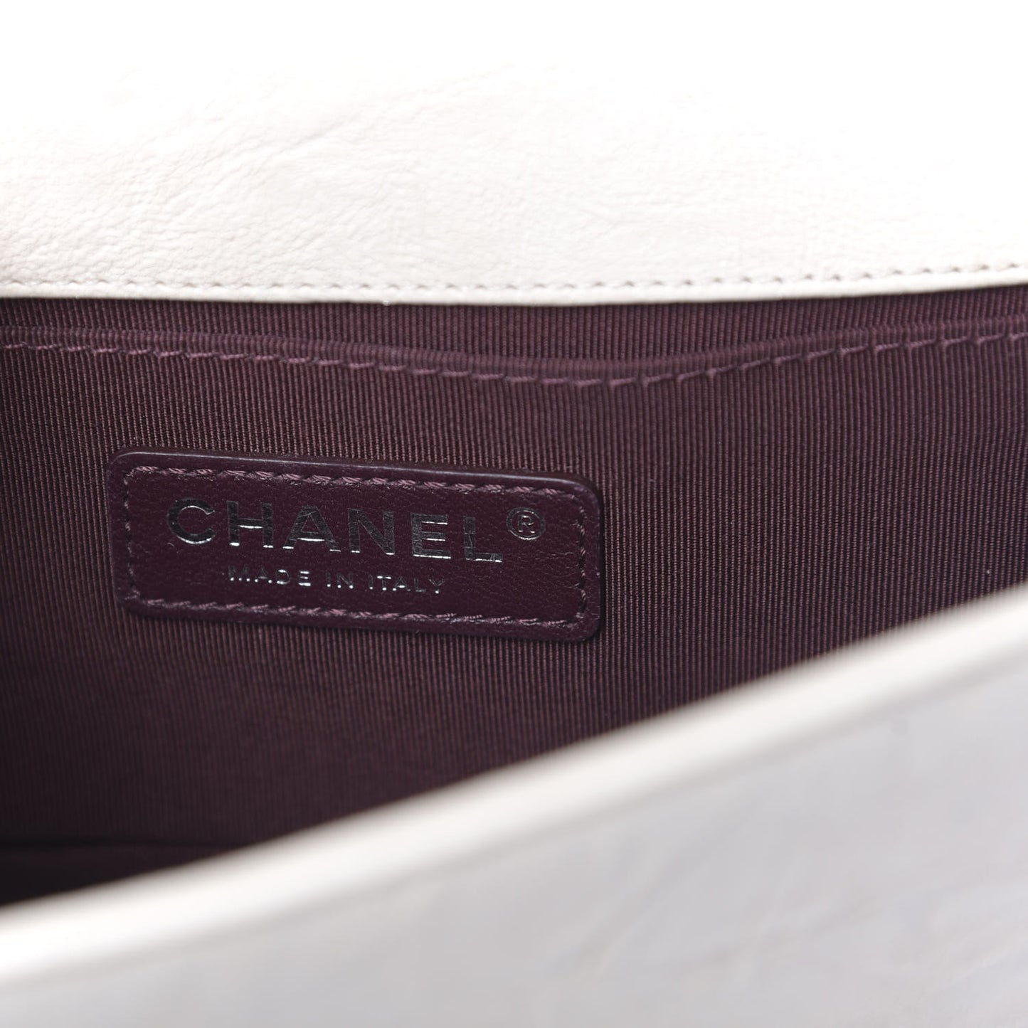 Crumpled Lambskin Small Studded Boy Flap Ecru