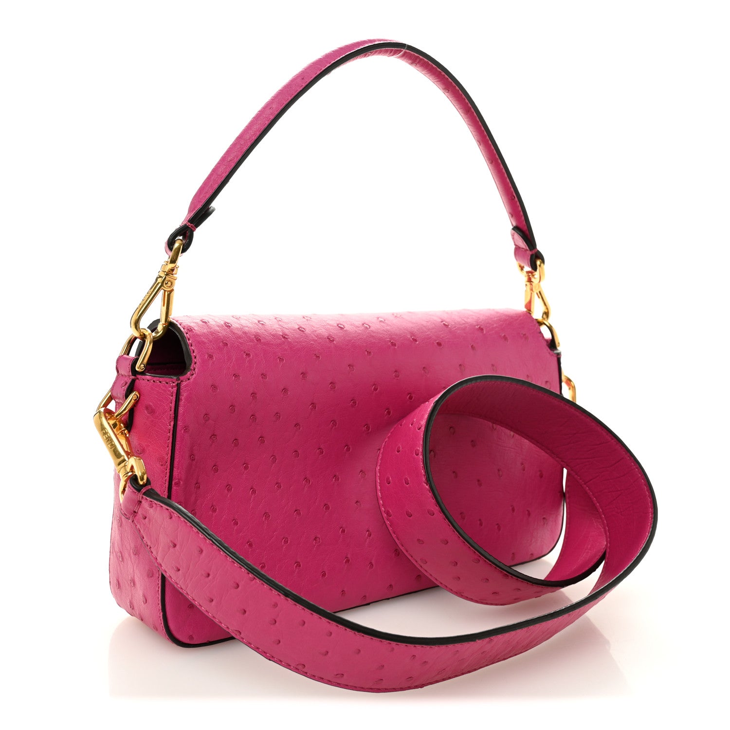 Fendi Ostrich Baguette Ciclamino Pilar 3 of 9