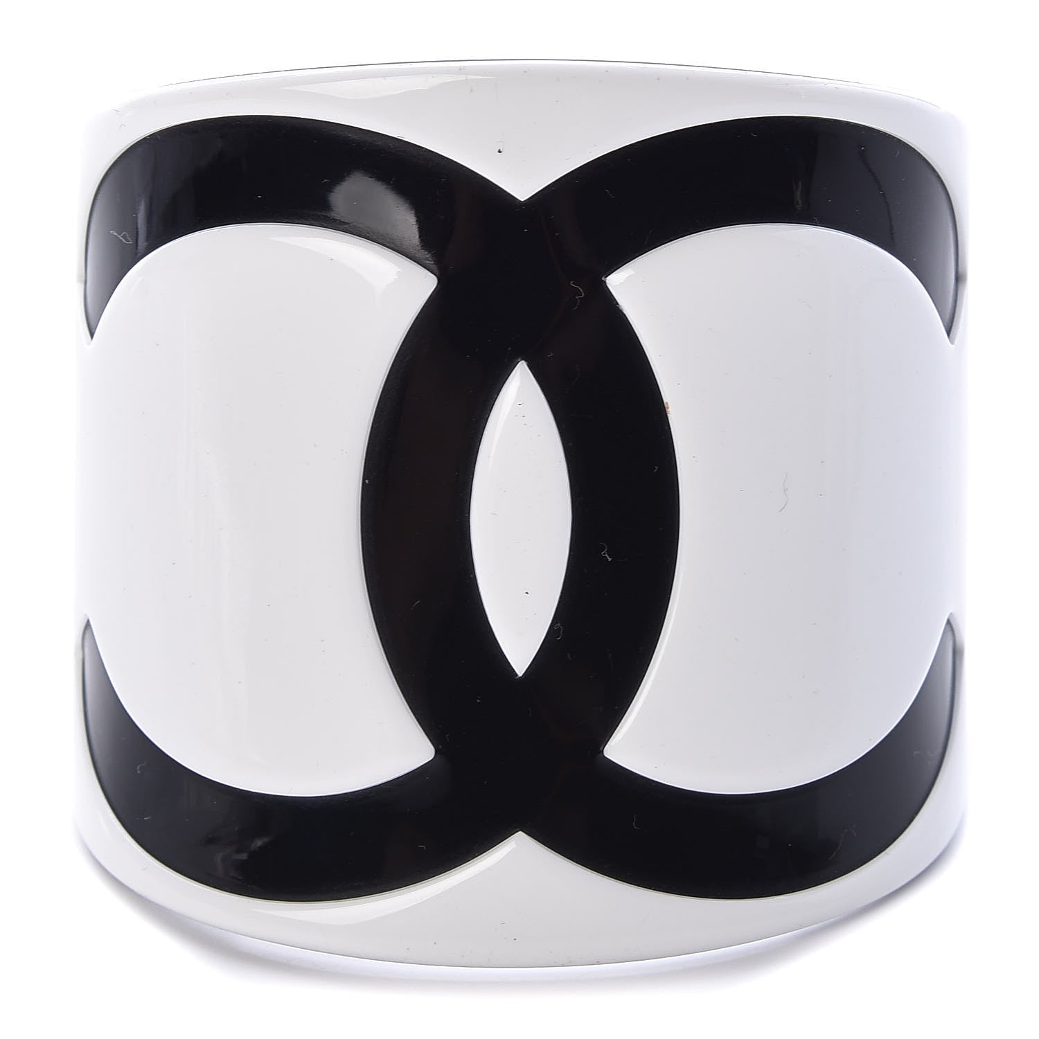 Chanel Resin CC Cuff White Black 1 of 4