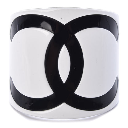 Chanel Resin CC Cuff White Black 1 of 4