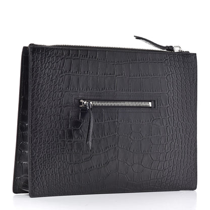 Givenchy Calfskin Crocodile Embossed Document Holder Black White 3 of 7