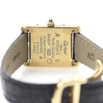 Cartier Sterling Silver Vermeil Alligator 20mm Must de Cartier Tank Quartz Watch Grey 6 of 9