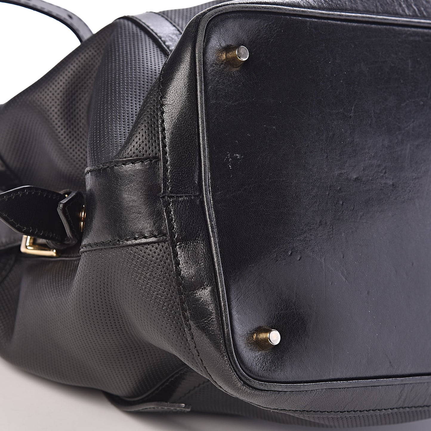 Calfskin Perforated Ellers Satchel Black