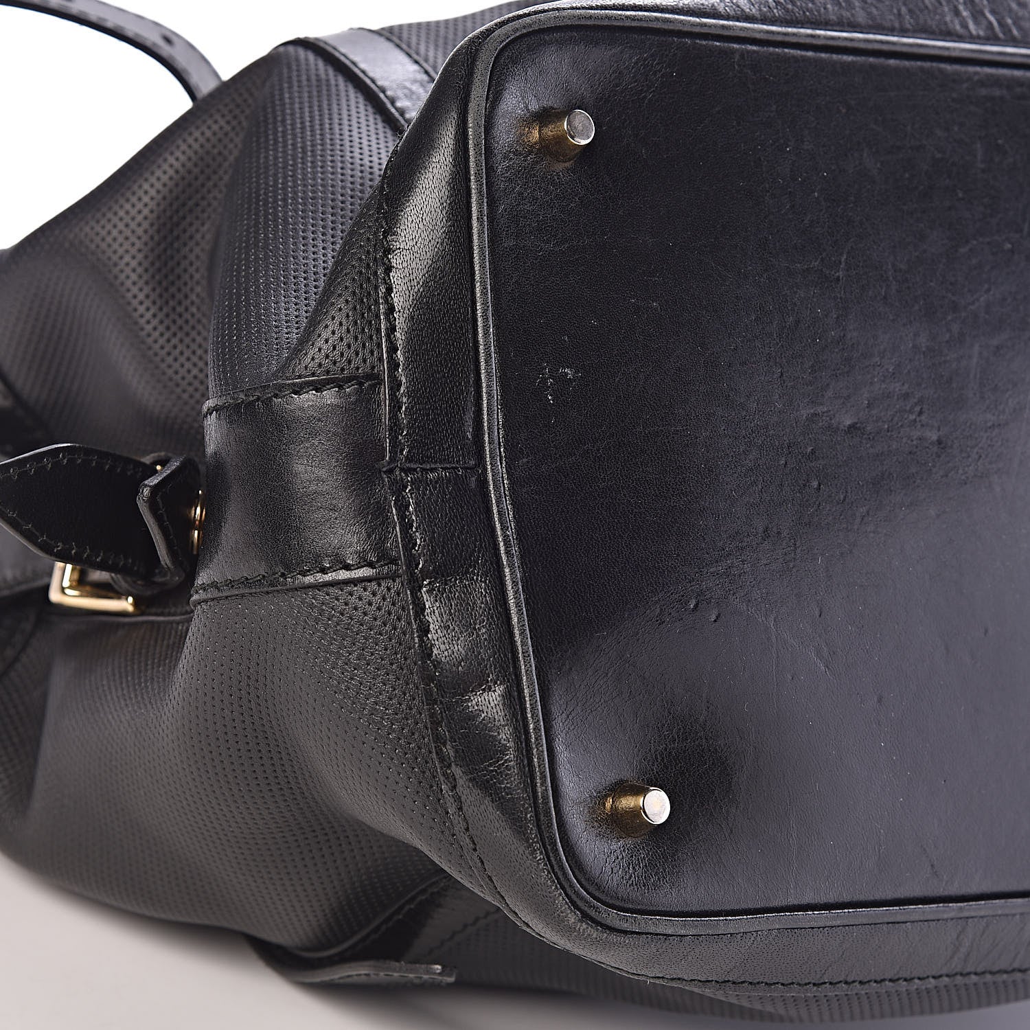 Burberry Calfskin Perforated Ellers Satchel Black 13 of 31