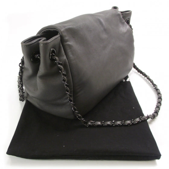 Lambskin Studded Flap Gray