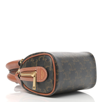 Celine Triomphe Canvas Calfskin Mini Boston Bag Tan 4 of 10