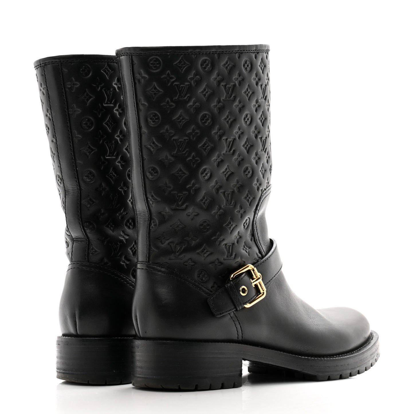 Calfskin Embossed Monogram Rebellion Half Boots 36.5 Black