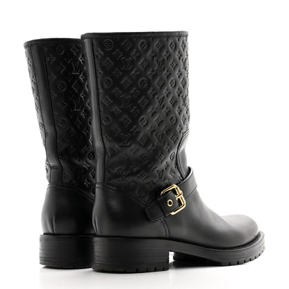 Louis Vuitton Calfskin Embossed Monogram Rebellion Half Boots 36.5 Black 4 of 11