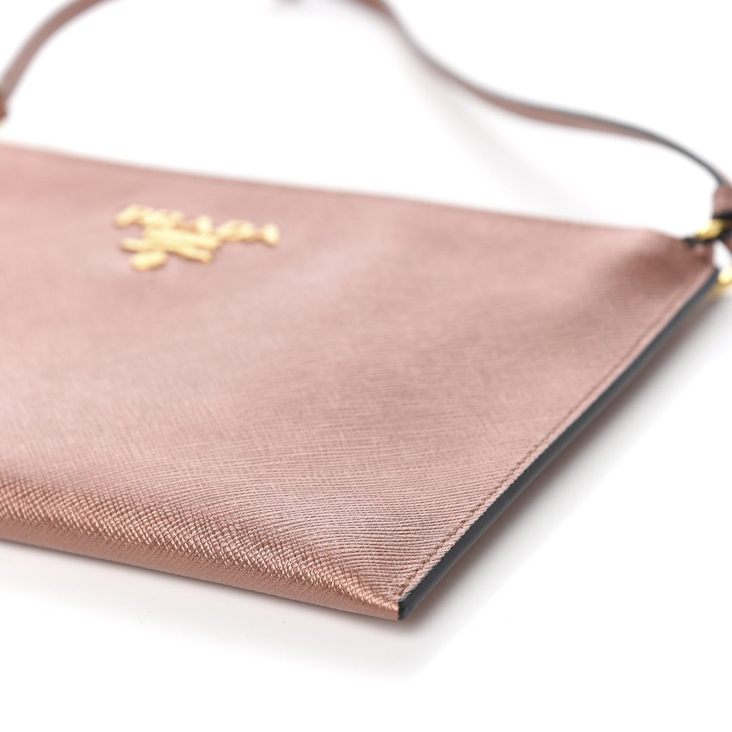 Metallic Saffiano Small Flat Pouch Antico Mordore