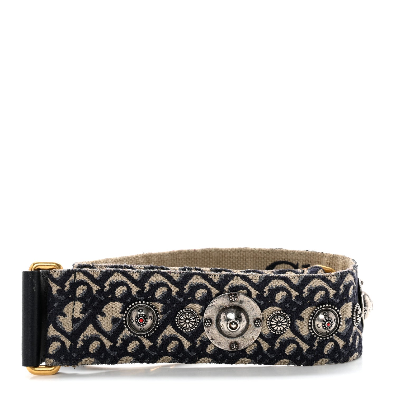 Christian Dior Oblique Studded Shoulder Strap Blue 2 of 6