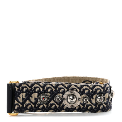 Christian Dior Oblique Studded Shoulder Strap Blue 2 of 6