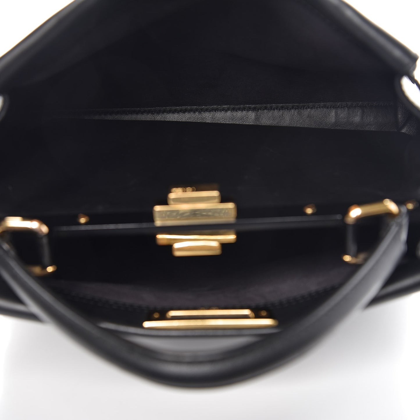 Vitello Seta Shiny Nappa Medium Peekaboo Iconic Satchel Black