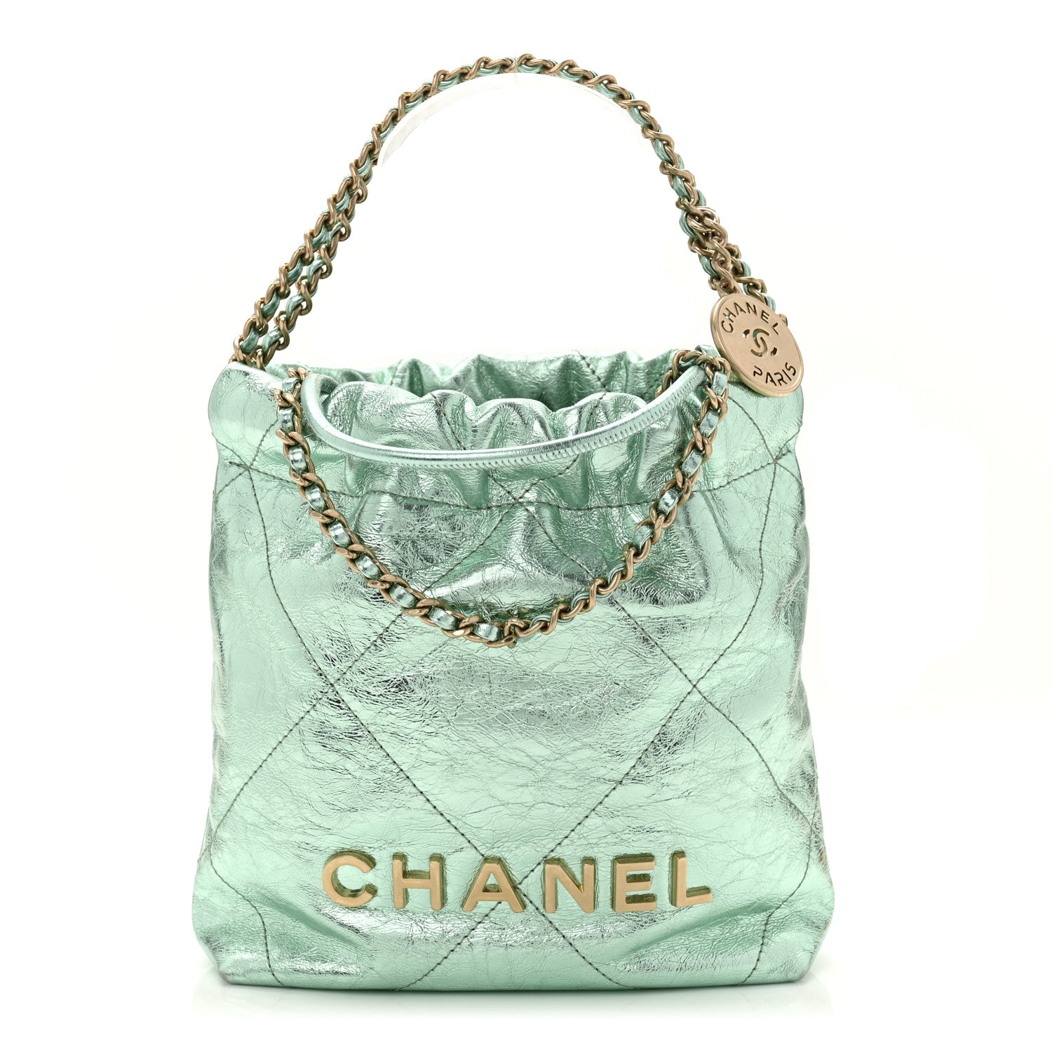 Chanel Metallic Calfskin Quilted Mini Chanel 22 Green 1 of 10