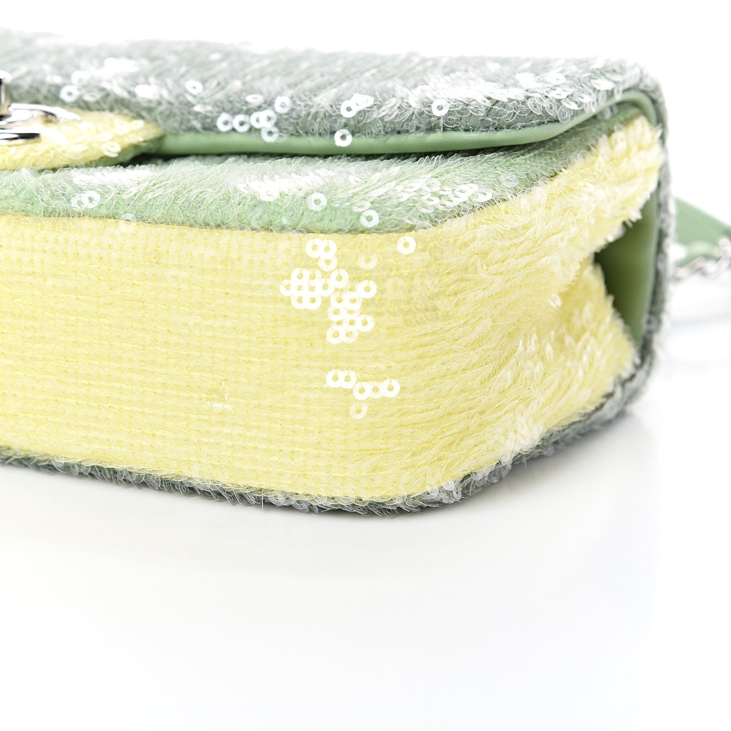 Sequin Mini Waterfall Flap Green Light Green Yellow