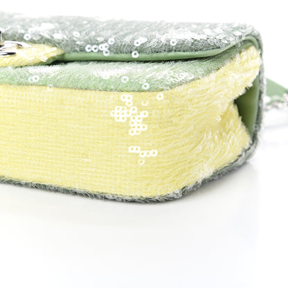 Chanel Sequin Mini Waterfall Flap Green Light Green Yellow 9 of 10