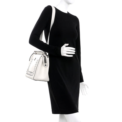 Fendi Vitello Baltico Dolce Shiny Nappa Lace Up DotCom Satchel White Parrot 2 of 7