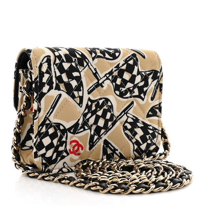 Chanel Canvas Check Flag Printed CC Clutch With Chain Beige Multicolor 3 of 12
