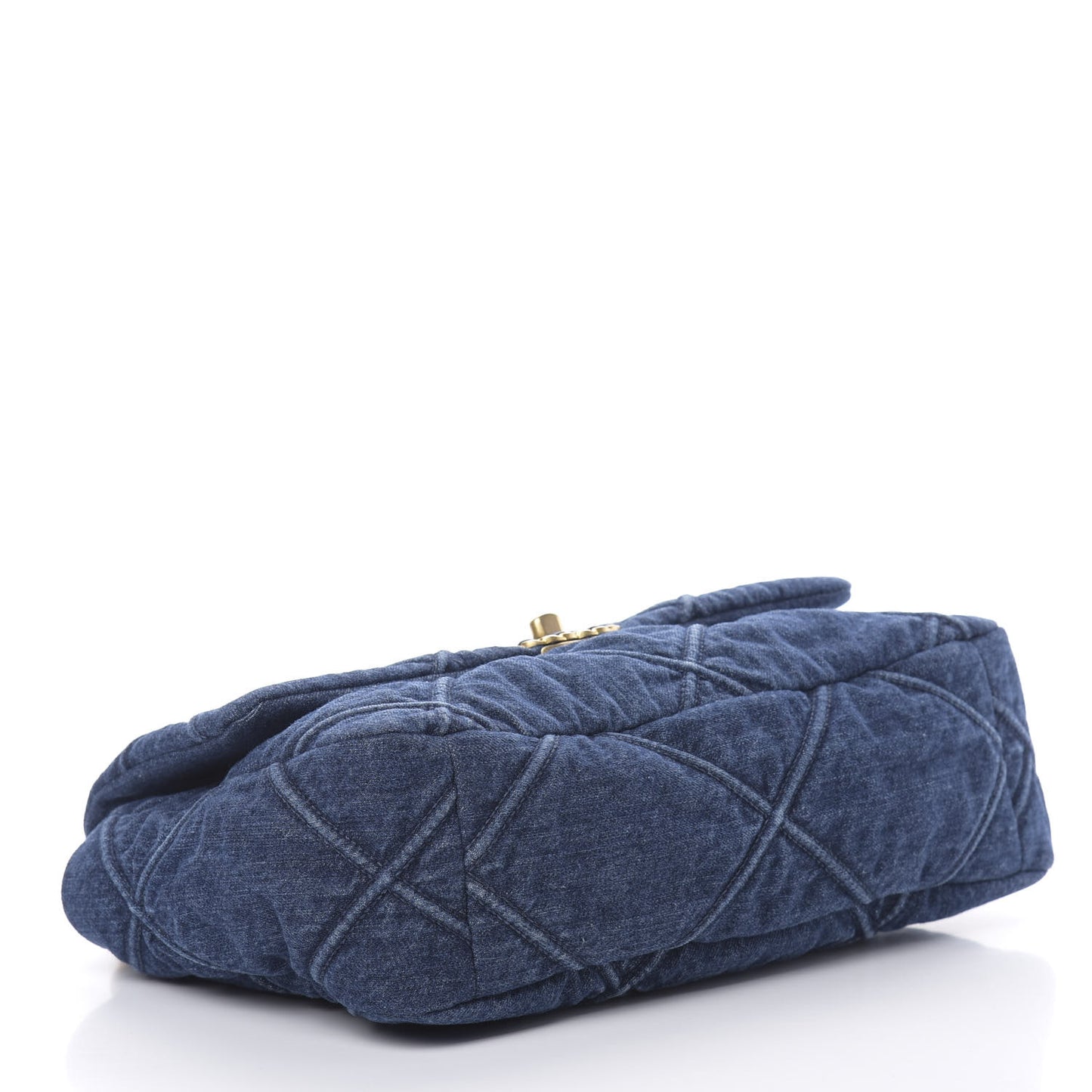 Denim Quilted Large 19 Flap Blue