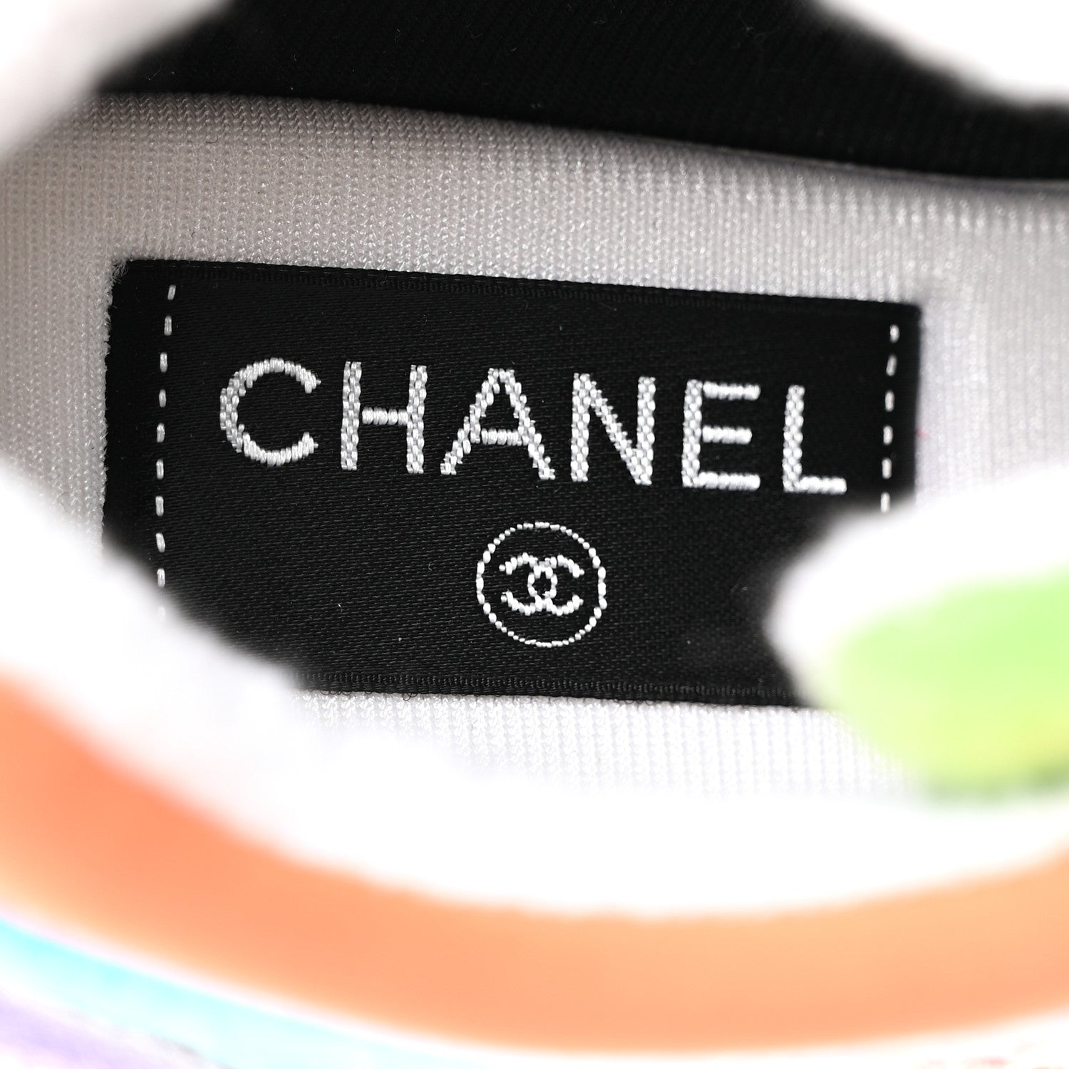 Chanel Nylon Lambskin Suede Calfskin CC Sneakers 37 Coral Light Blue White 6 of 9
