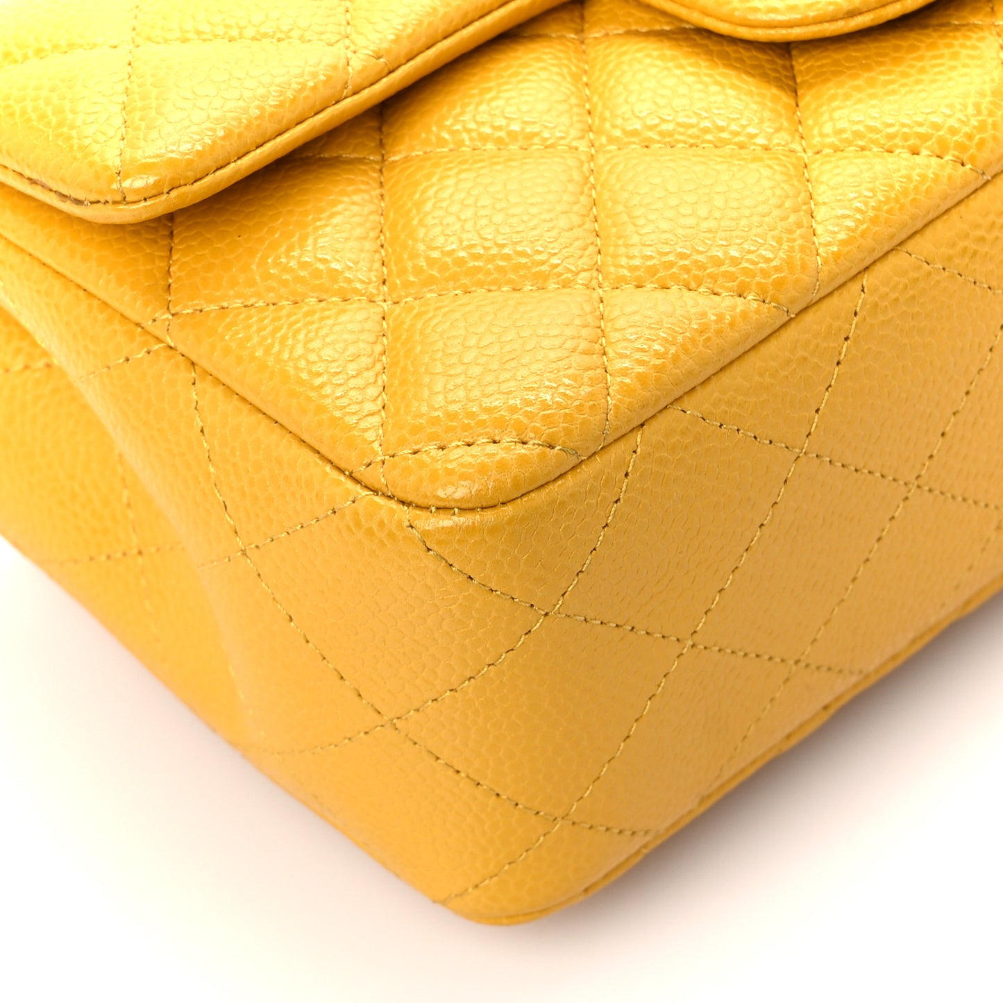Caviar Quilted Mini Rectangular Flap Yellow