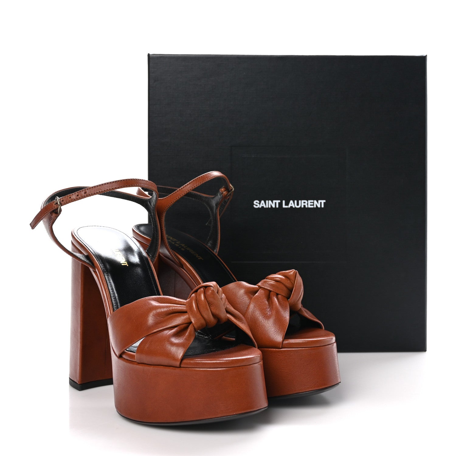 Saint Laurent Vendome Bianca 85 Platform Sandals 39 Cognac 8 of 8