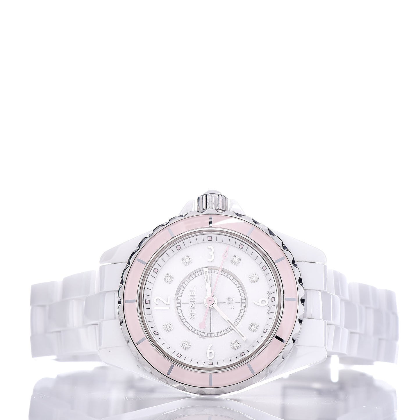 Stainless Steel Ceramic Diamond 29mm J12 Quartz Watch Pink