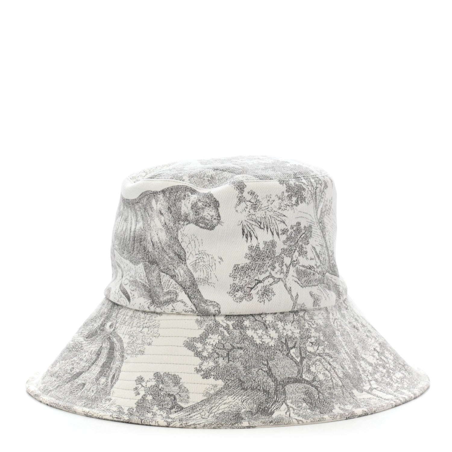 Christian Dior Cotton Dioriviera Toile De Jouy Bob Brim Bucket Hat 58 Gray 1 of 8