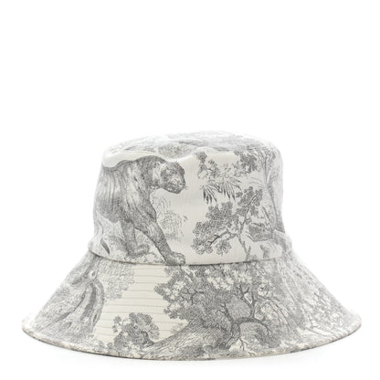 Christian Dior Cotton Dioriviera Toile De Jouy Bob Brim Bucket Hat 58 Gray 1 of 8
