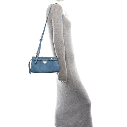 Prada Scamosciato Triangle Small Bonnie Shoulder Bag Astrale 2 of 9