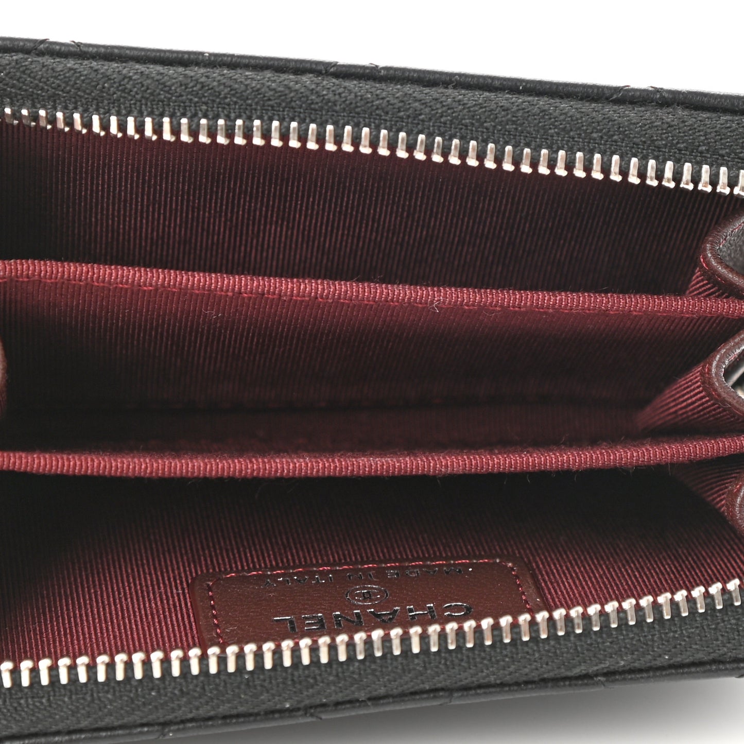 Lambskin Quilted Zip Coin Purse Black