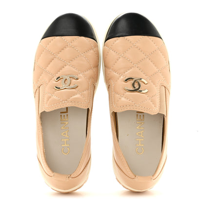 Chanel Lambskin Quilted Womens CC Stroll Sneakers 36.5 Beige 2 of 12