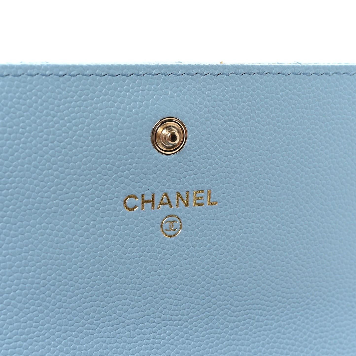 Caviar Quilted Crystal Long Flap Wallet Light Blue