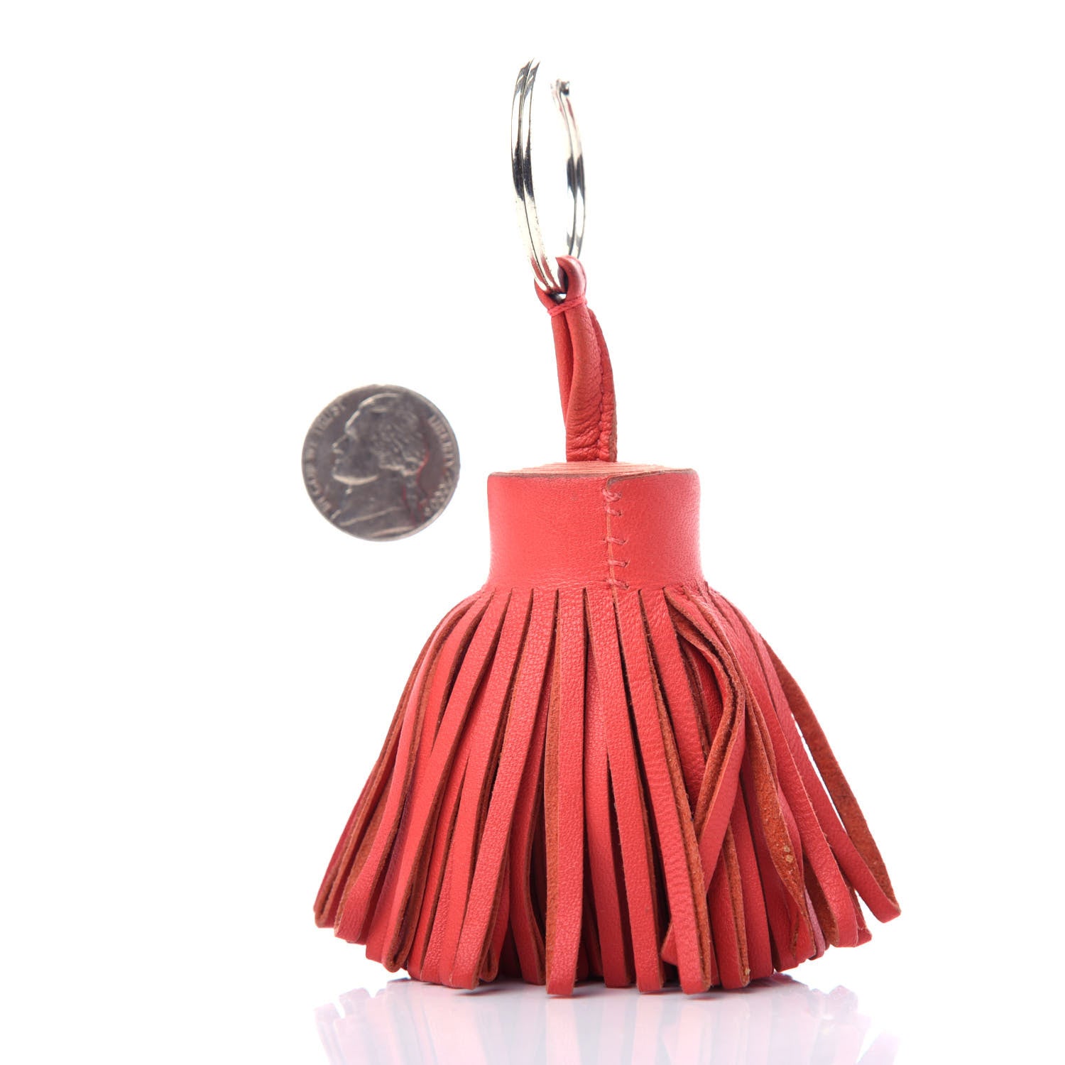 Hermes Lambskin Carmen Tassel Key Holder Rose Jaipur Feu 2 of 3