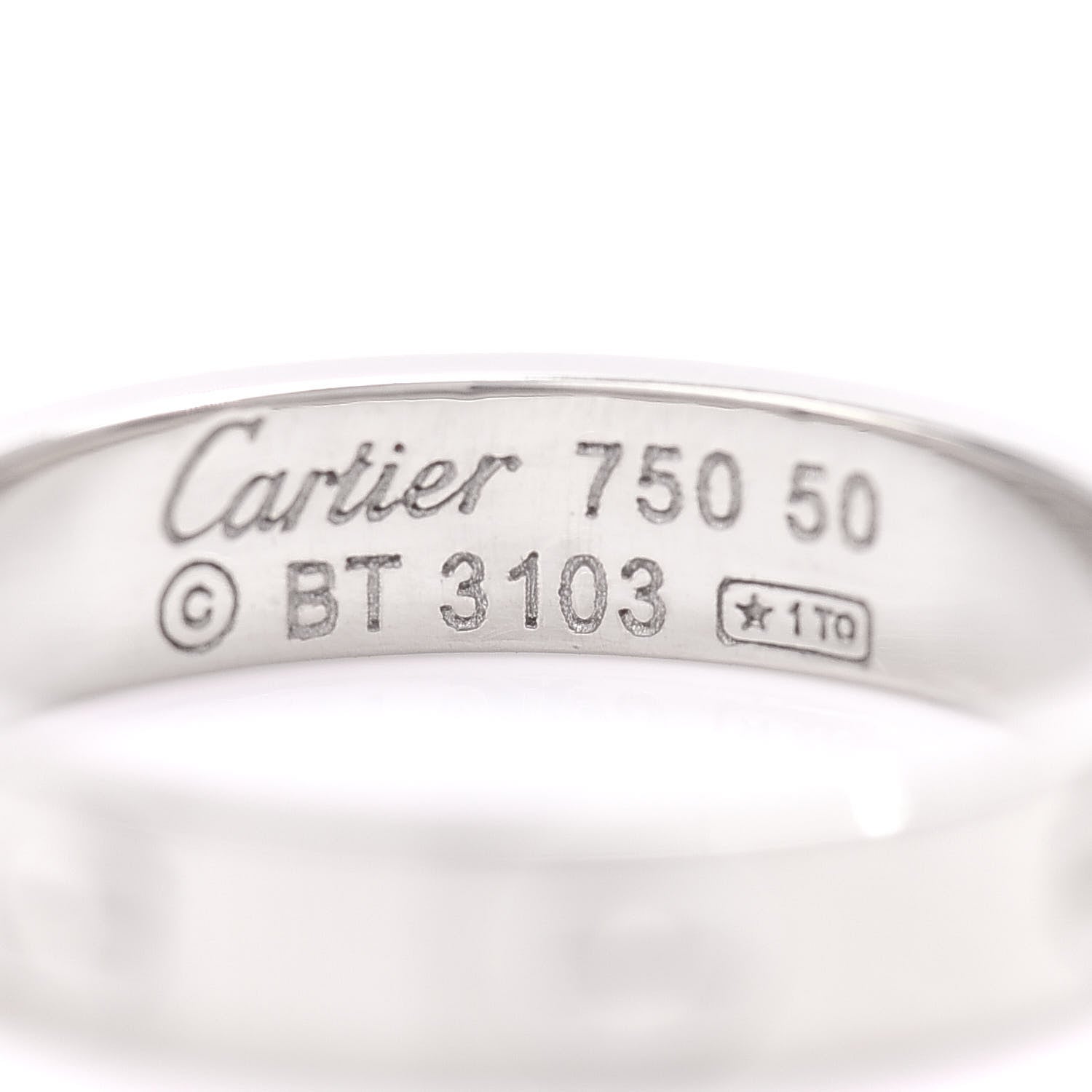 Cartier 18K White Gold 3.5mm LOVE Wedding Band Ring 50 5.25 4 of 4