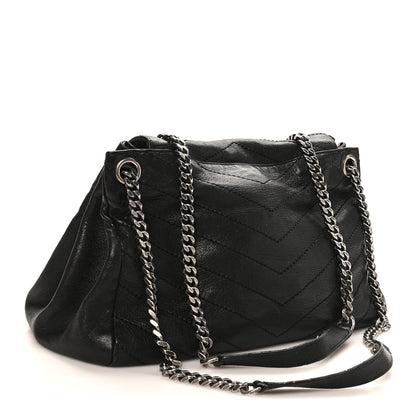 Saint Laurent Pebbled Lambskin Chevron Monogram Large Nolita Black 3 of 11