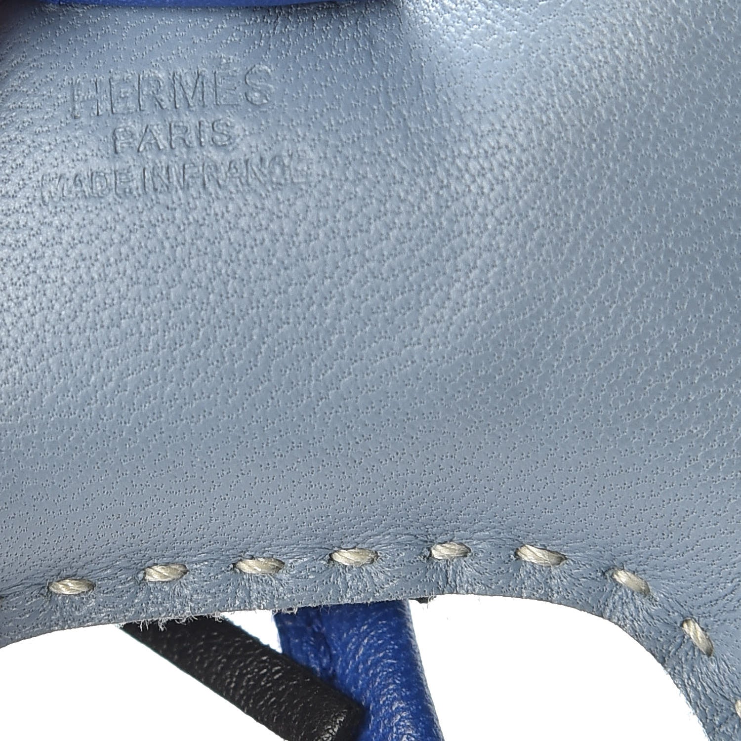 Hermes Milo Lambskin Grigri Rodeo Horse Bag Charm PM Bleu Lin Bleu Electrique Noir 3 of 4