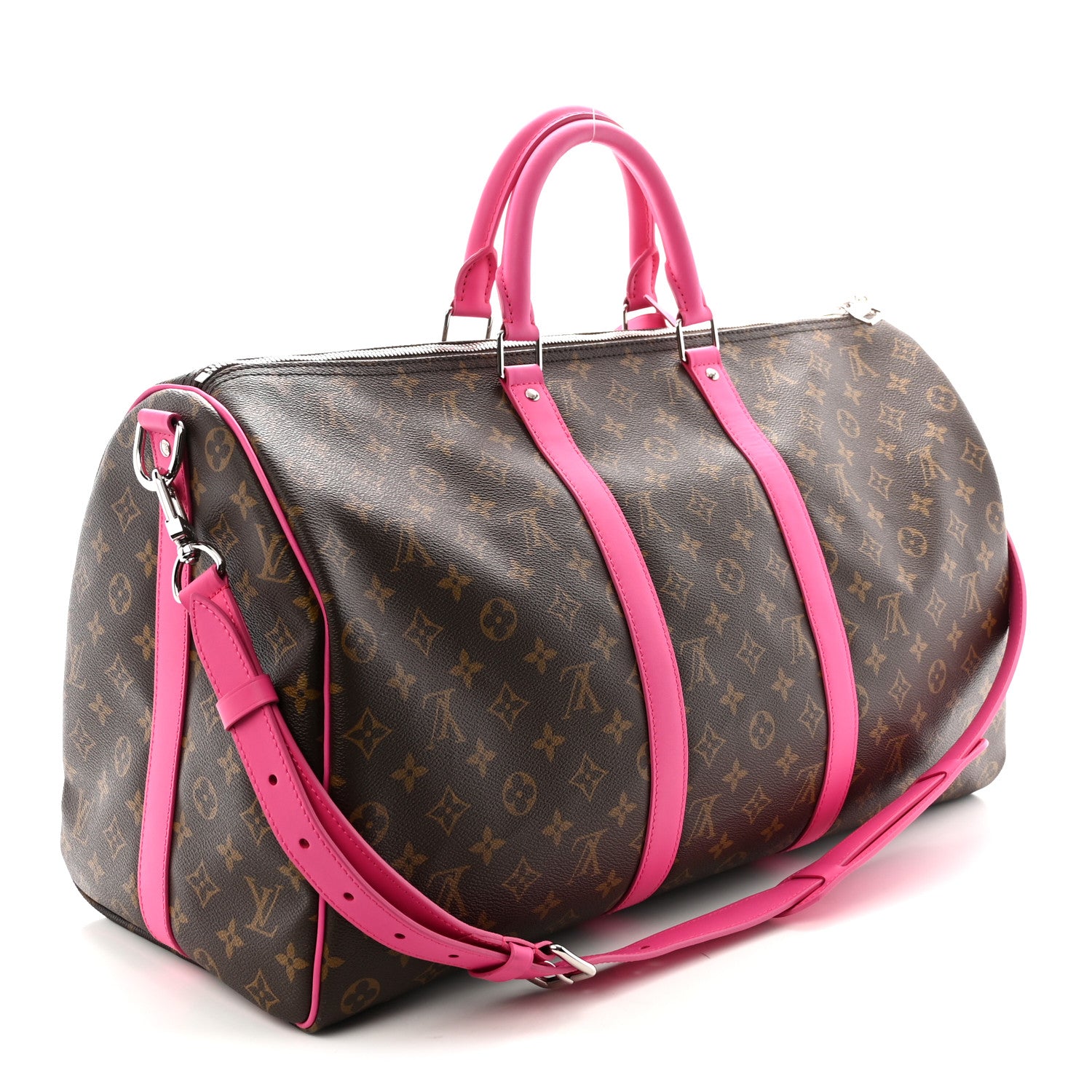 Louis Vuitton Monogram Macassar Keepall Bandouliere 50 Fuchsia