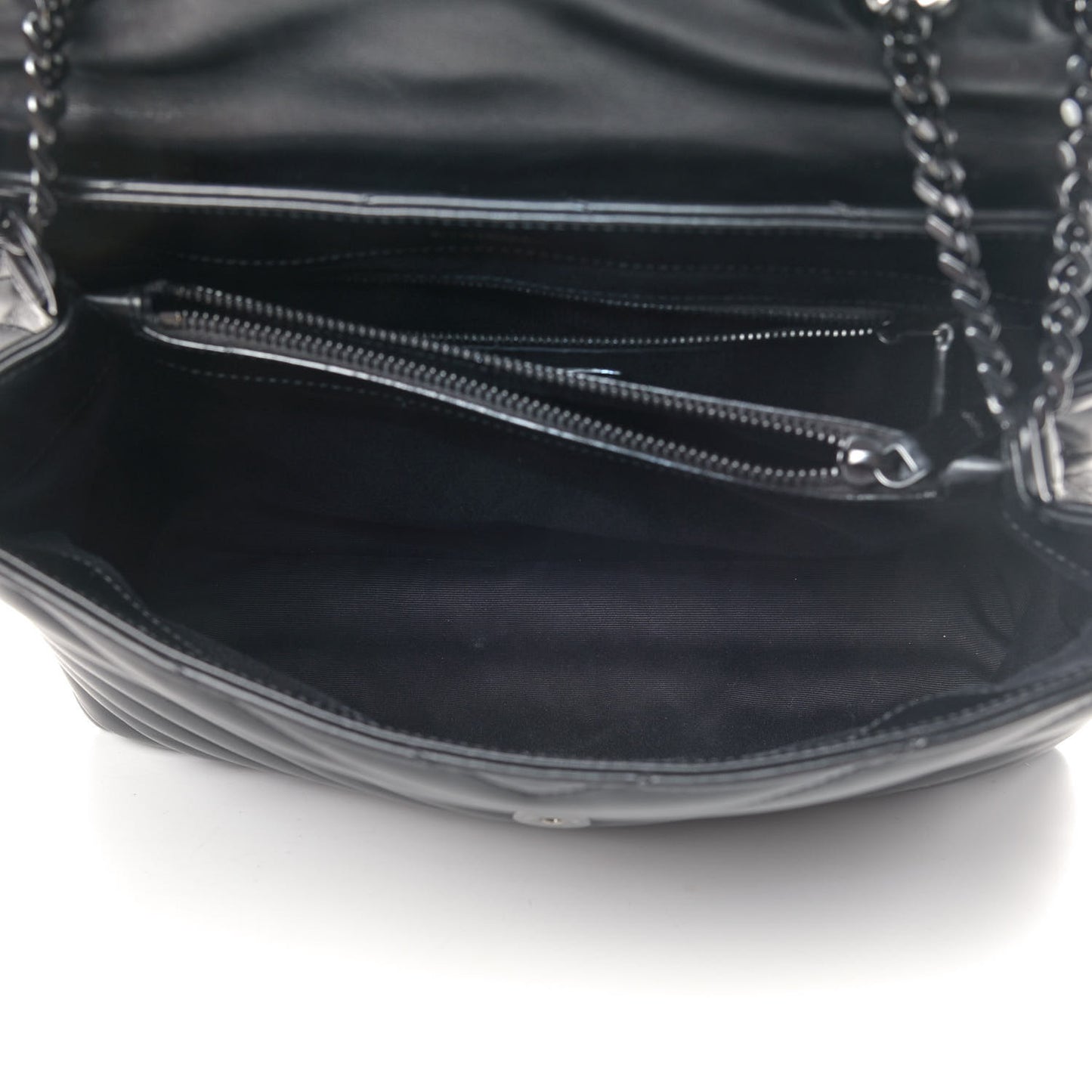 Calfskin Y Quilted Monogram Medium Loulou Chain Satchel Black