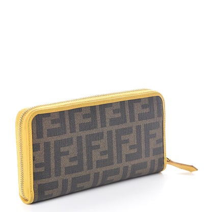 Fendi Zucca Spalmati Vitelllo Elite Zip Around Wallet Tobacco Yellow 3 of 11