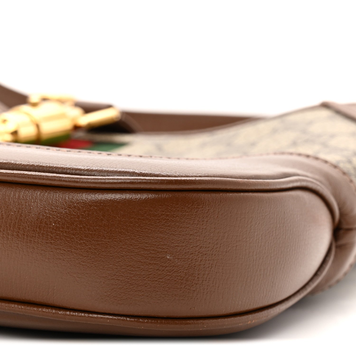 Gucci GG Supreme Monogram Azalea Calfskin Web Small Jackie 1961 Hobo Beige Ebony Brown Sugar 10 of 11