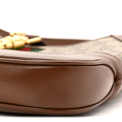 Gucci GG Supreme Monogram Azalea Calfskin Web Small Jackie 1961 Hobo Beige Ebony Brown Sugar 10 of 11