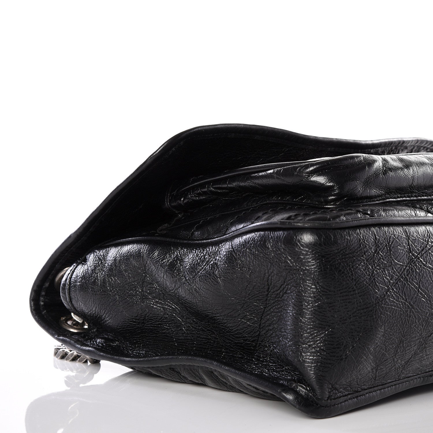 Saint Laurent Crinkled Calfskin Matelasse Monogram Medium Niki Chain Satchel Black 7 of 10