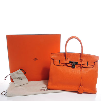 Hermes Taurillon Clemence Birkin 35 Orange 5 of 12