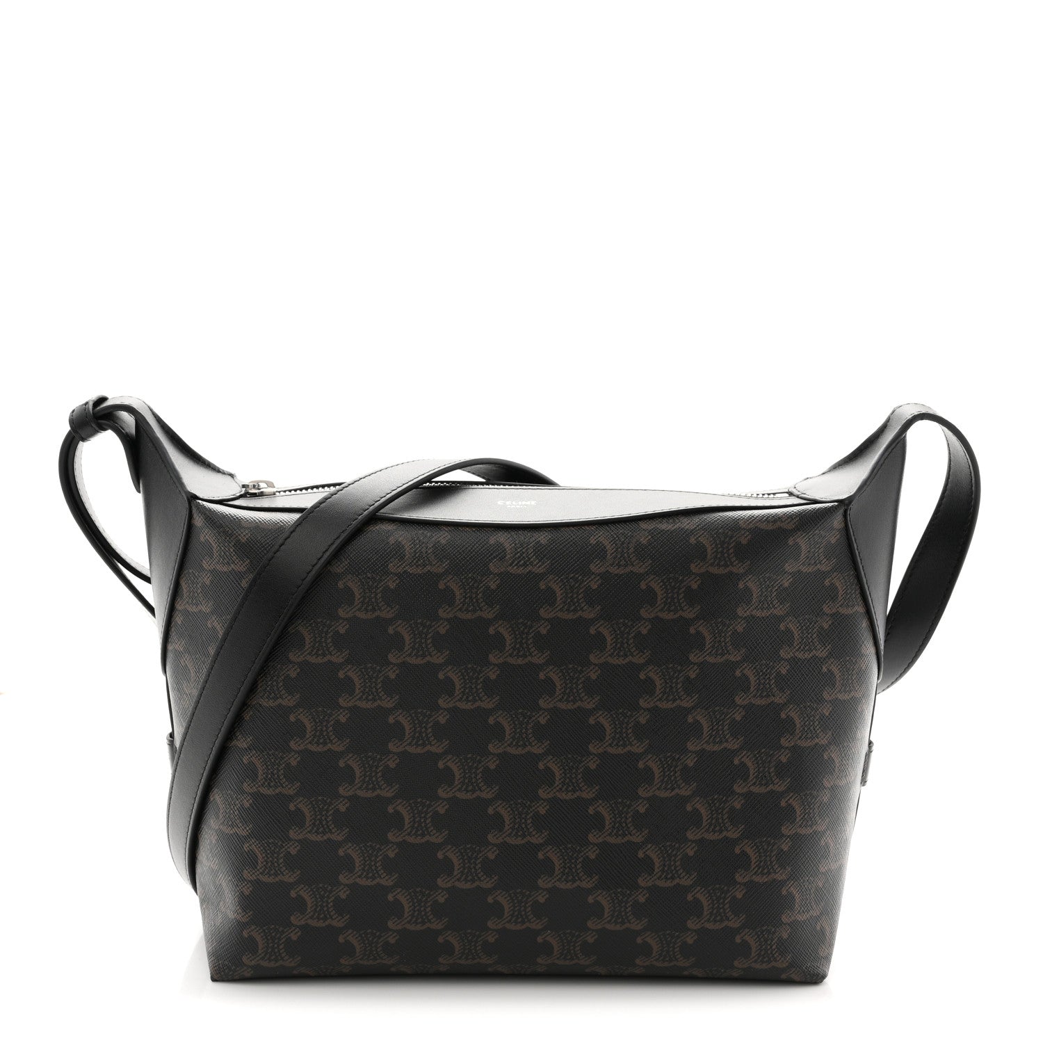 Celine Triomphe Canvas Calfskin Harry Crossbody Bag Black 1 of 11
