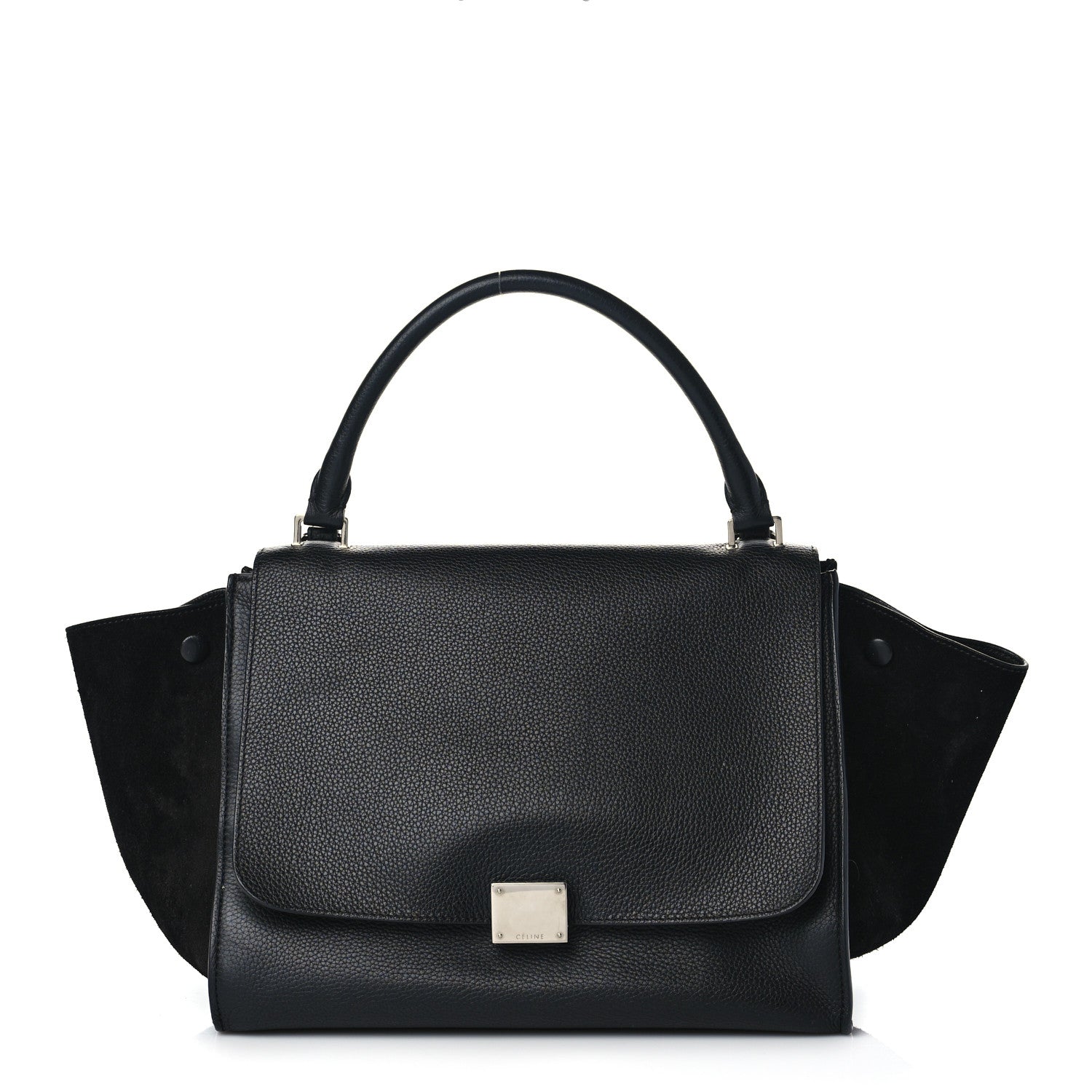 Celine Drummed Calfskin Suede Small Trapeze Black 1 of 8