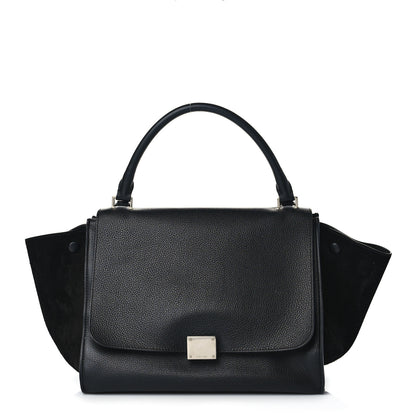 Celine Drummed Calfskin Suede Small Trapeze Black 1 of 8