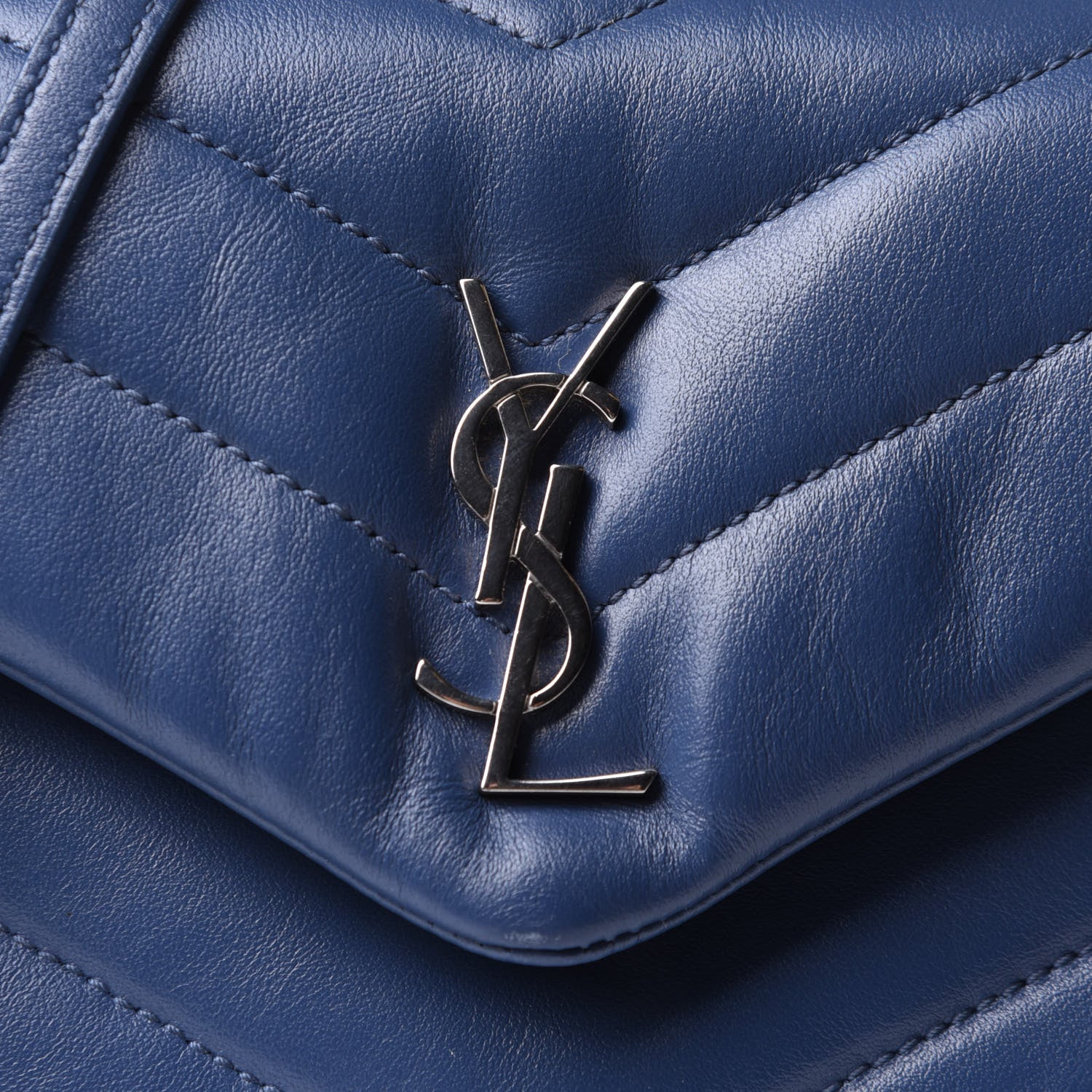 Saint Laurent Calfskin Y Quilted Monogram Toy Loulou Chain Satchel Denim 8 of 10
